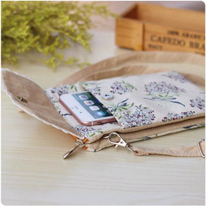 Floral Printing Small Shoulder Bag Women Cotton Messenger Phone