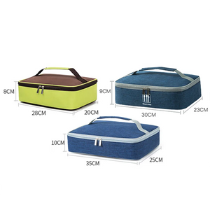 Square Thermal Lunch Bag Leak Proof Insulated Cooler Bento Box Portable