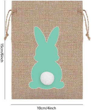 Easter Drawstring Bags, Bunny Print Burlap Bags for Baby Shower Wedding Party