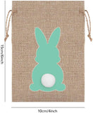 Easter Drawstring Bags, Bunny Print Burlap Bags for Baby Shower Wedding Party