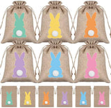Easter Drawstring Bags, Bunny Print Burlap Bags for Baby Shower Wedding Party