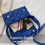 Quilted Tote Lightweight Winter Warm Down Cotton Padded Plaid Shoulder Bags Wome