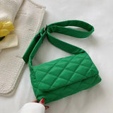 Quilted Tote Lightweight Winter Warm Down Cotton Padded Plaid Shoulder Bags Wome