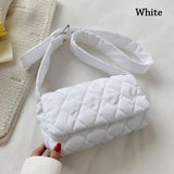 Quilted Tote Lightweight Winter Warm Down Cotton Padded Plaid Shoulder Bags Wome