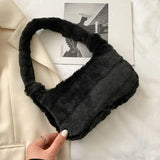 Soft Plush Hobos Shoulder Bag Furry Ladies Clutch Purse