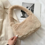 Soft Plush Hobos Shoulder Bag Furry Ladies Clutch Purse