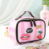 Makeup Case Leather Portable Women Cosmetic Bag Multifunction Travel Toiletry