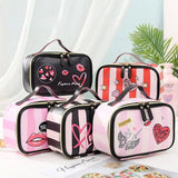 Makeup Case Leather Portable Women Cosmetic Bag Multifunction Travel Toiletry