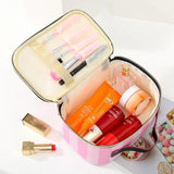 Makeup Case Leather Portable Women Cosmetic Bag Multifunction Travel Toiletry