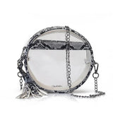 Clear Snakinskin Crossbody Round Transparent Shoulder Chain Handbag