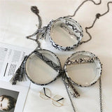 Clear Snakinskin Crossbody Round Transparent Shoulder Chain Handbag