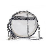 Clear Snakinskin Crossbody Round Transparent Shoulder Chain Handbag