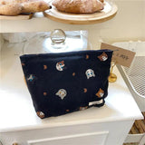 Embroidery Cat Cosmetic Bag Large Makeup Travel Beauty Case