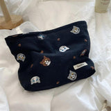Embroidery Cat Cosmetic Bag Large Makeup Travel Beauty Case