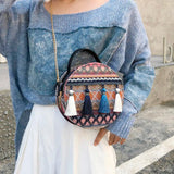 Round Rattan Woven Beach Shoulder Bag