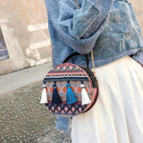 Round Rattan Woven Beach Shoulder Bag
