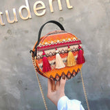 Round Rattan Woven Beach Shoulder Bag