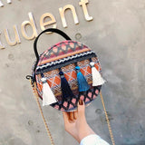 Round Rattan Woven Beach Shoulder Bag