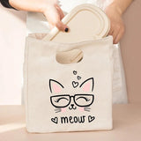 Cat Print Portable Lunch Bag Thermal Insulated Tote Cooler Handbag
