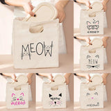 Cat Print Portable Lunch Bag Thermal Insulated Tote Cooler Handbag