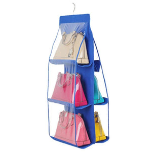 6 Pocket Foldable Hanging Bag 3 Layers Folding Shelf Bag Purse Handbag Organizer