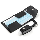 Mask Storage Bag w/ Hand Sanitizer Bottle PU Leather Key Chain Bag