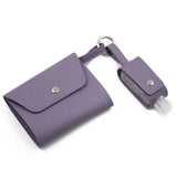 Mask Storage Bag w/ Hand Sanitizer Bottle PU Leather Key Chain Bag