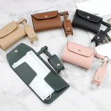 Mask Storage Bag w/ Hand Sanitizer Bottle PU Leather Key Chain Bag