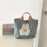 Women's Cartoon Rabbit Mini Handbag Corduroy Small Shopping Bag