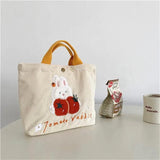 Women's Cartoon Rabbit Mini Handbag Corduroy Small Shopping Bag