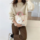 Women's Cartoon Rabbit Mini Handbag Corduroy Small Shopping Bag