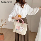 Women's Cartoon Rabbit Mini Handbag Corduroy Small Shopping Bag