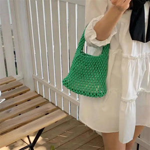 Bohemian Mesh Clutch Rope Wrist Bag Beach Bucket Bag