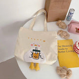 Duck Embroidery Tote Bag Large Shoulder Handbag for Women