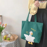 Duck Embroidery Tote Bag Large Shoulder Handbag for Women