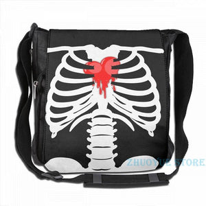 Skeleton Bleeding Heart USB Charge Backpack School Travel Laptop Bag