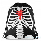Skeleton Bleeding Heart USB Charge Backpack School Travel Laptop Bag