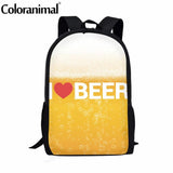 Coloranimal Beer Lover Backpack Casual Laptop Bag Large Capacity