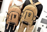 Men's Large Canvas Backpack Solid Rucksack for School Travel Sports