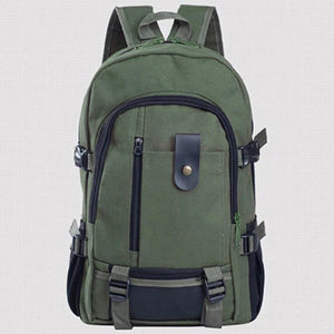Men's Large Canvas Backpack Solid Rucksack for School Travel Sports
