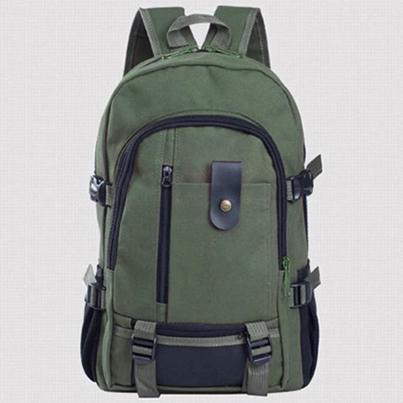 Men's Large Canvas Backpack Solid Rucksack for School Travel Sports