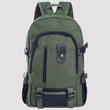 Men's Large Canvas Backpack Solid Rucksack for School Travel Sports