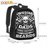 Dad Tattoo Beard Backpack Large Capacity Art Print Shopping Bag