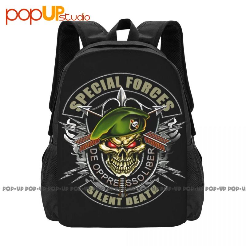 Army Silent Death Green Berets Skull Backpack Large Capacity Vintage Art Print