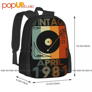 April 1981 40th Birthday Gift 40 Years Old Backpack Large Capacity Beach Bag