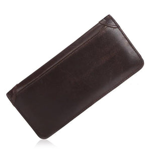 Vintage Men's Leather Long Wallet Thin Purse Multi-card Clutch Organizer