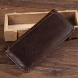 Vintage Men's Leather Long Wallet Thin Purse Multi-card Clutch Organizer