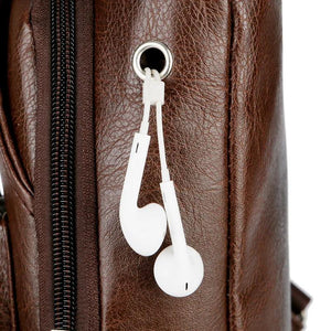 Men's Leather Chest Bag USB Port Charging Outdoor Sports Crossbody