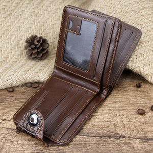 Men's Leather Short Wallet Vintage Crocodile Pattern