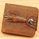 Men's Leather Short Wallet Vintage Crocodile Pattern